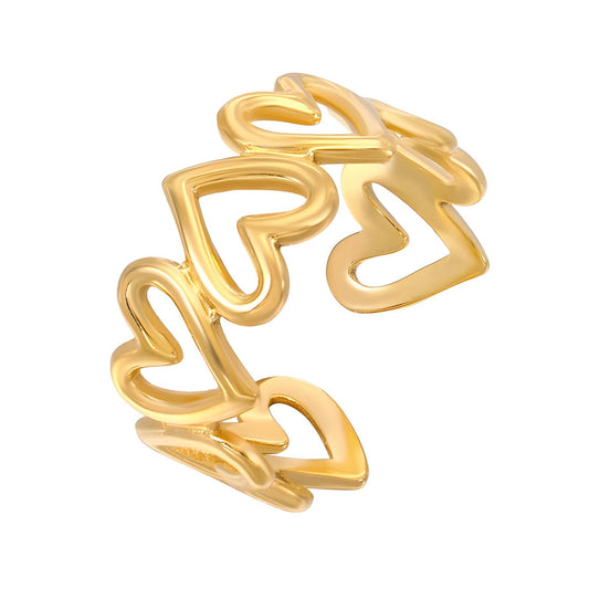 18K gold plated Stainless steel  Hearts finger ring