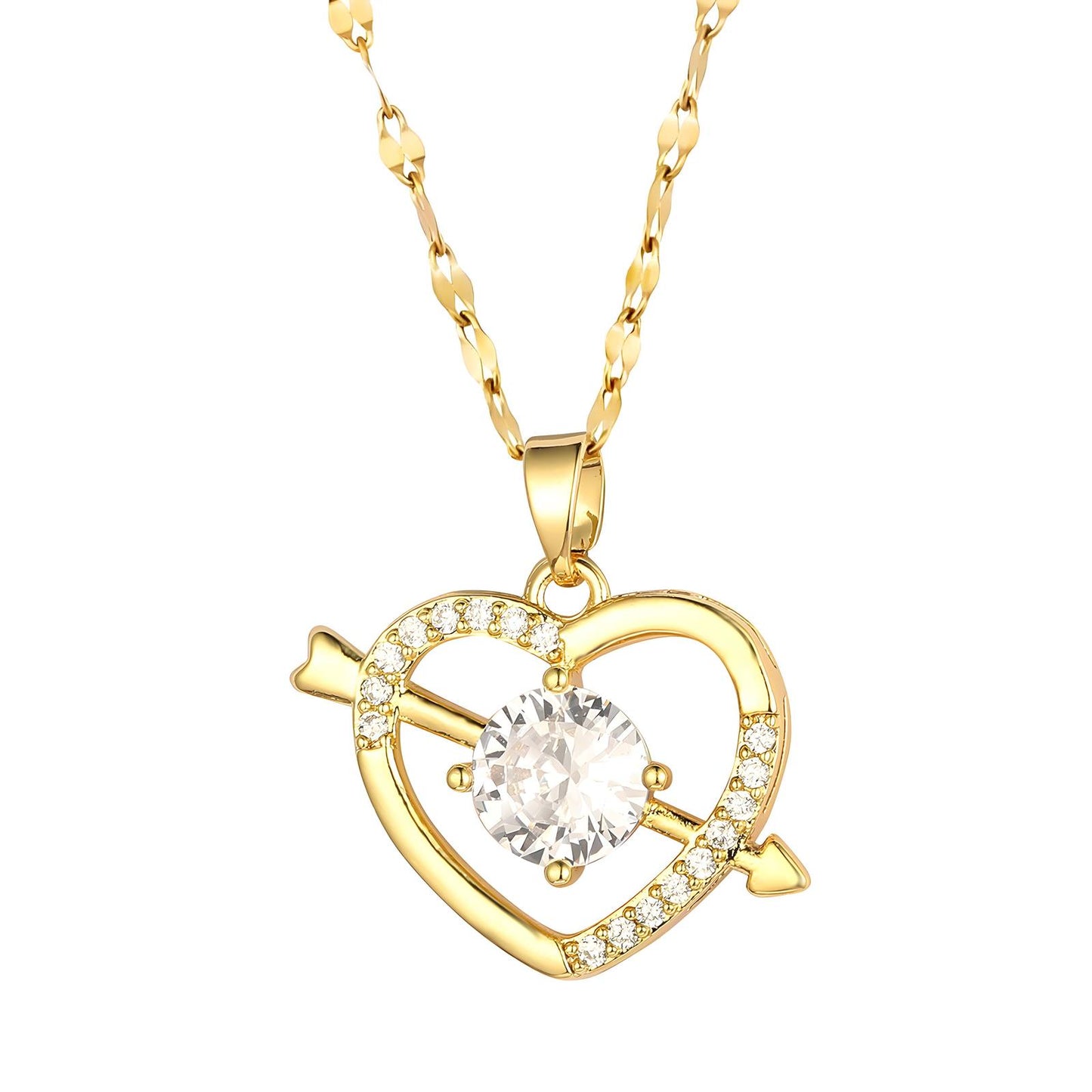 18K gold plated Stainless steel  Hearts necklace