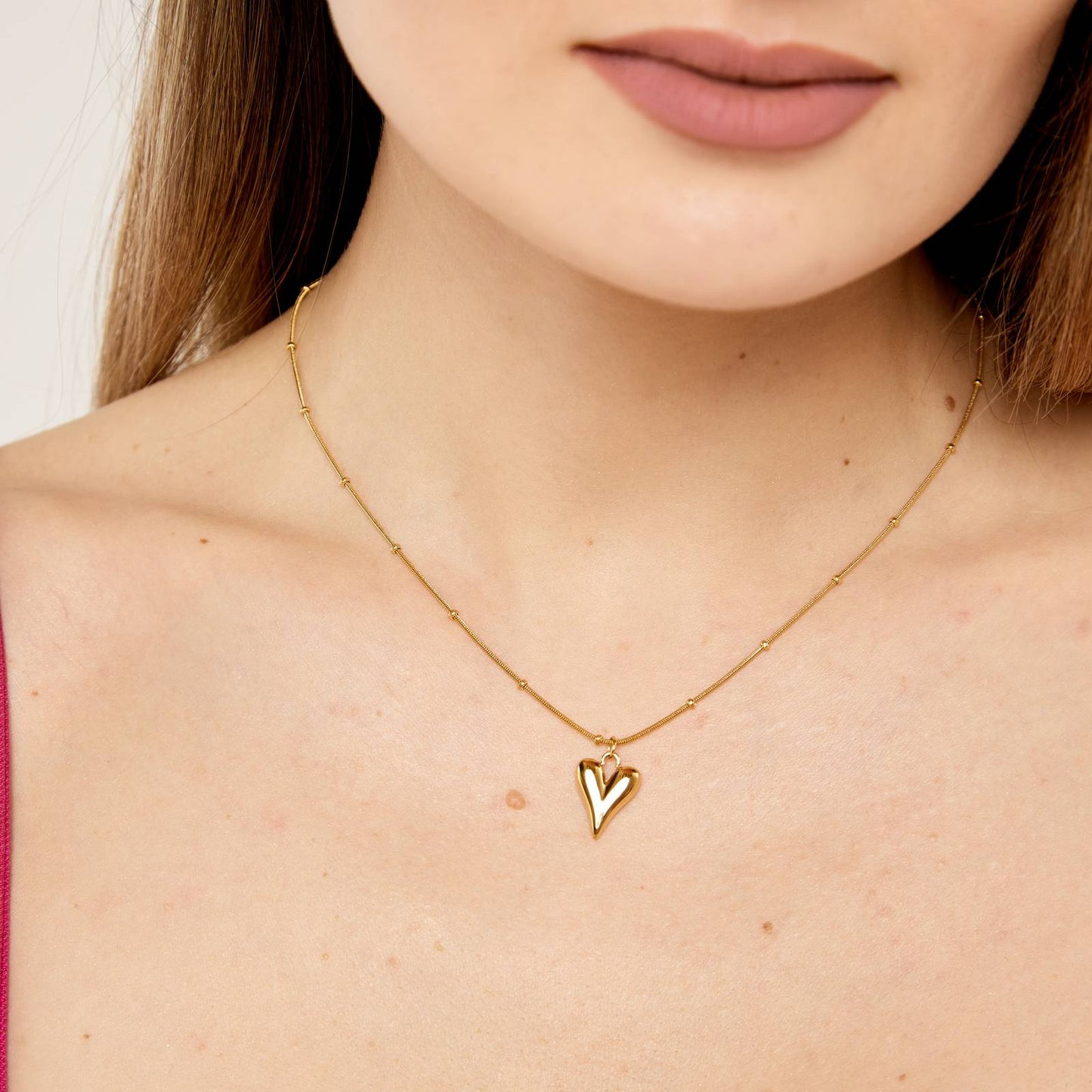 18K gold plated Stainless steel  Hearts necklace