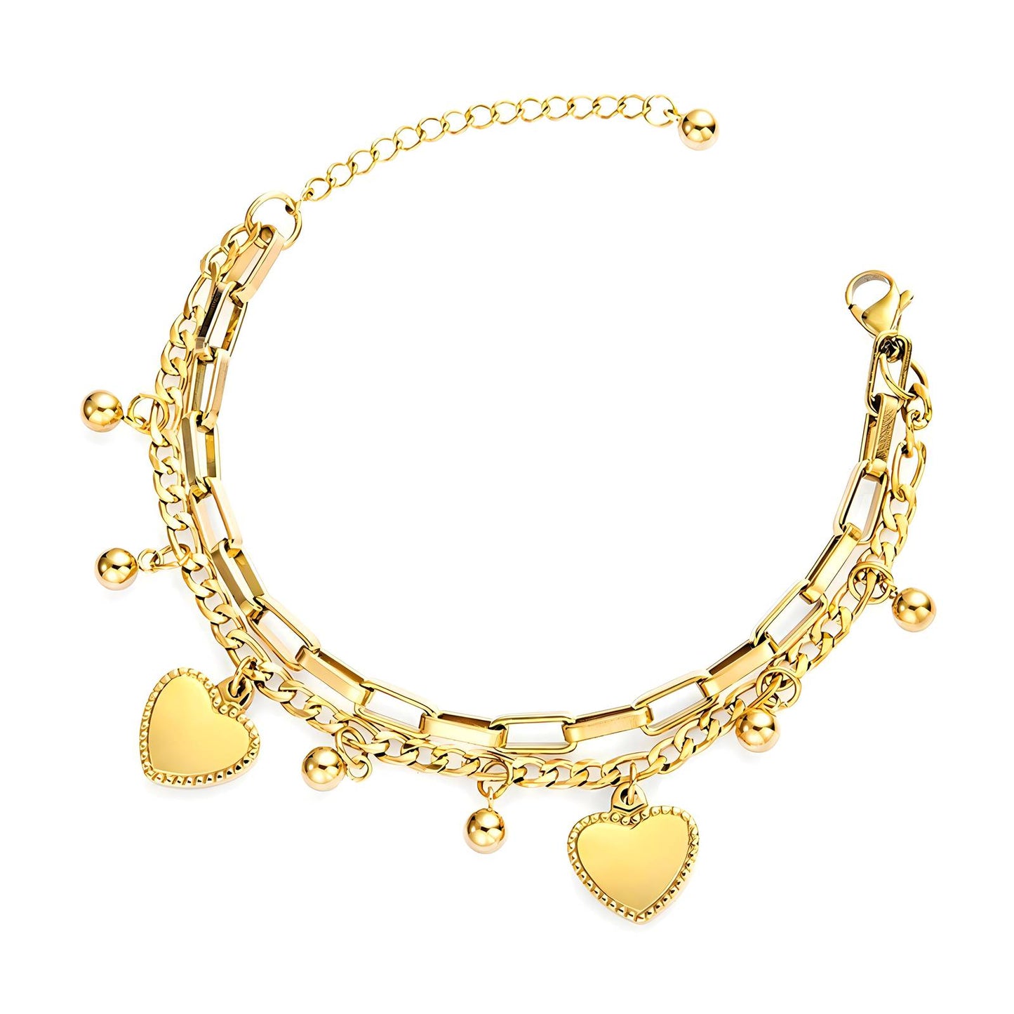 18K gold plated Stainless steel  Hearts bracelet