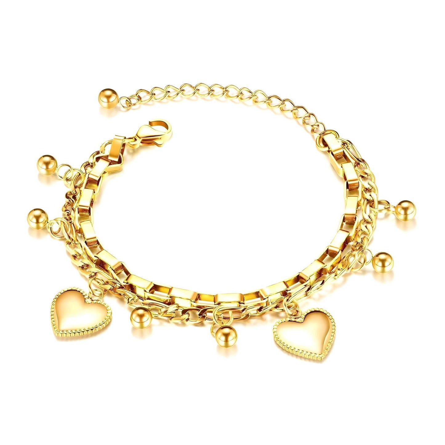 18K gold plated Stainless steel  Hearts bracelet