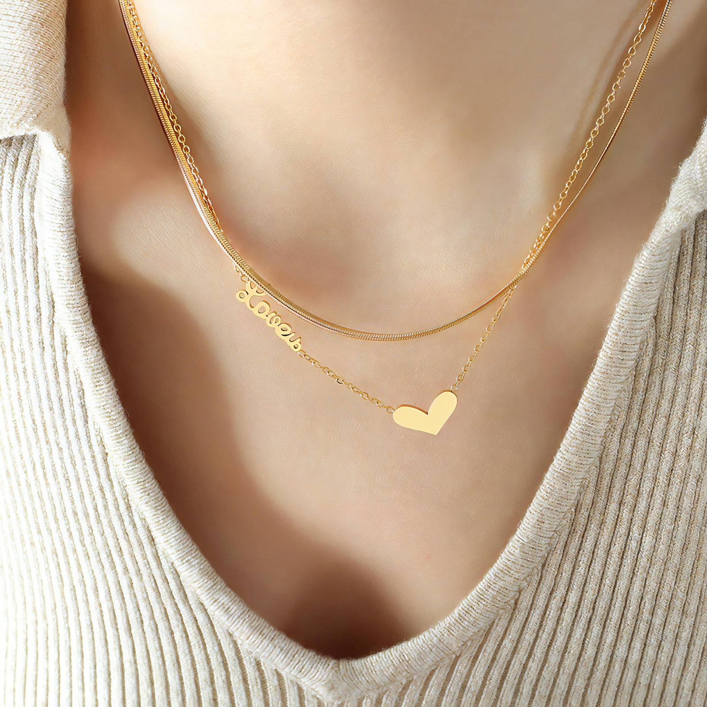 18K gold plated Stainless steel  Heart necklace