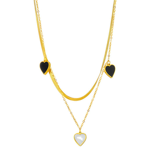 18K gold plated Stainless steel  Hearts necklace