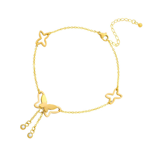 18K gold plated Stainless steel  Butterfly anklet