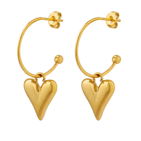 18K gold plated Stainless steel  Hearts earrings