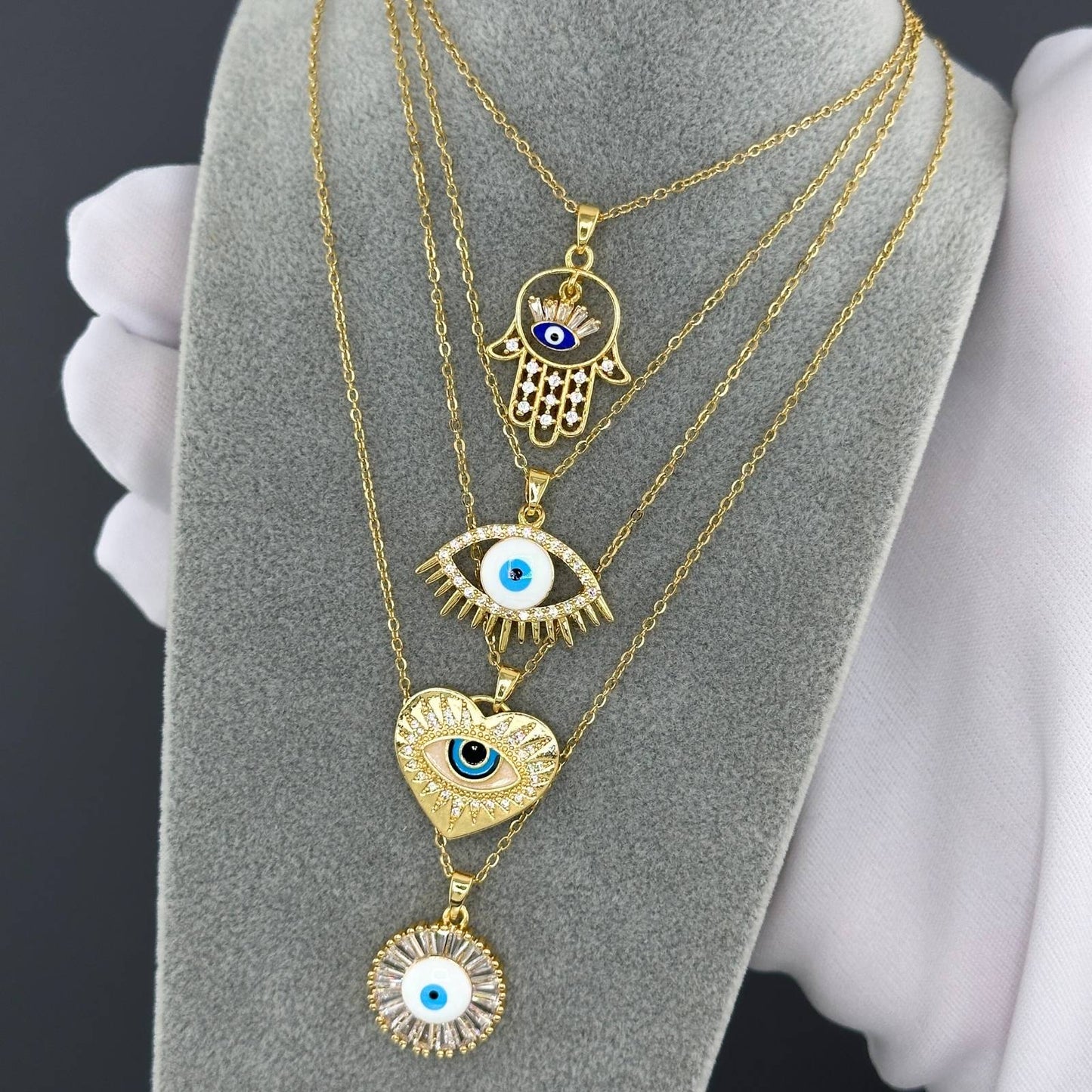 18K gold plated Stainless steel  evil eye necklace